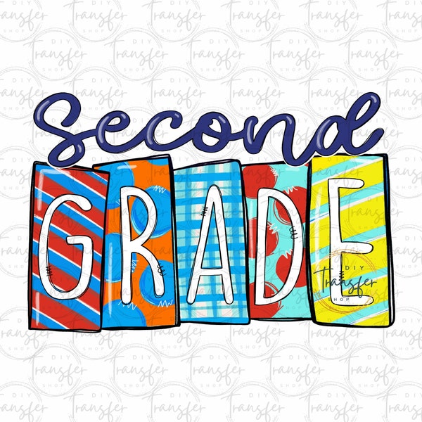 Second Grade Sublimation Transfer | 2nd Grade Boy or Teacher Transfer | Bright Colors | Ready To Press