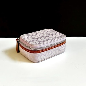 Coach Signature Weekly Pill Box, Leather & Canvas Zippered Case