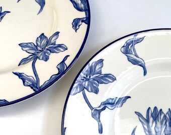 Royal Stafford Tulipa Salad Plates - Set of 2 - Blue Floral Earthenware, England