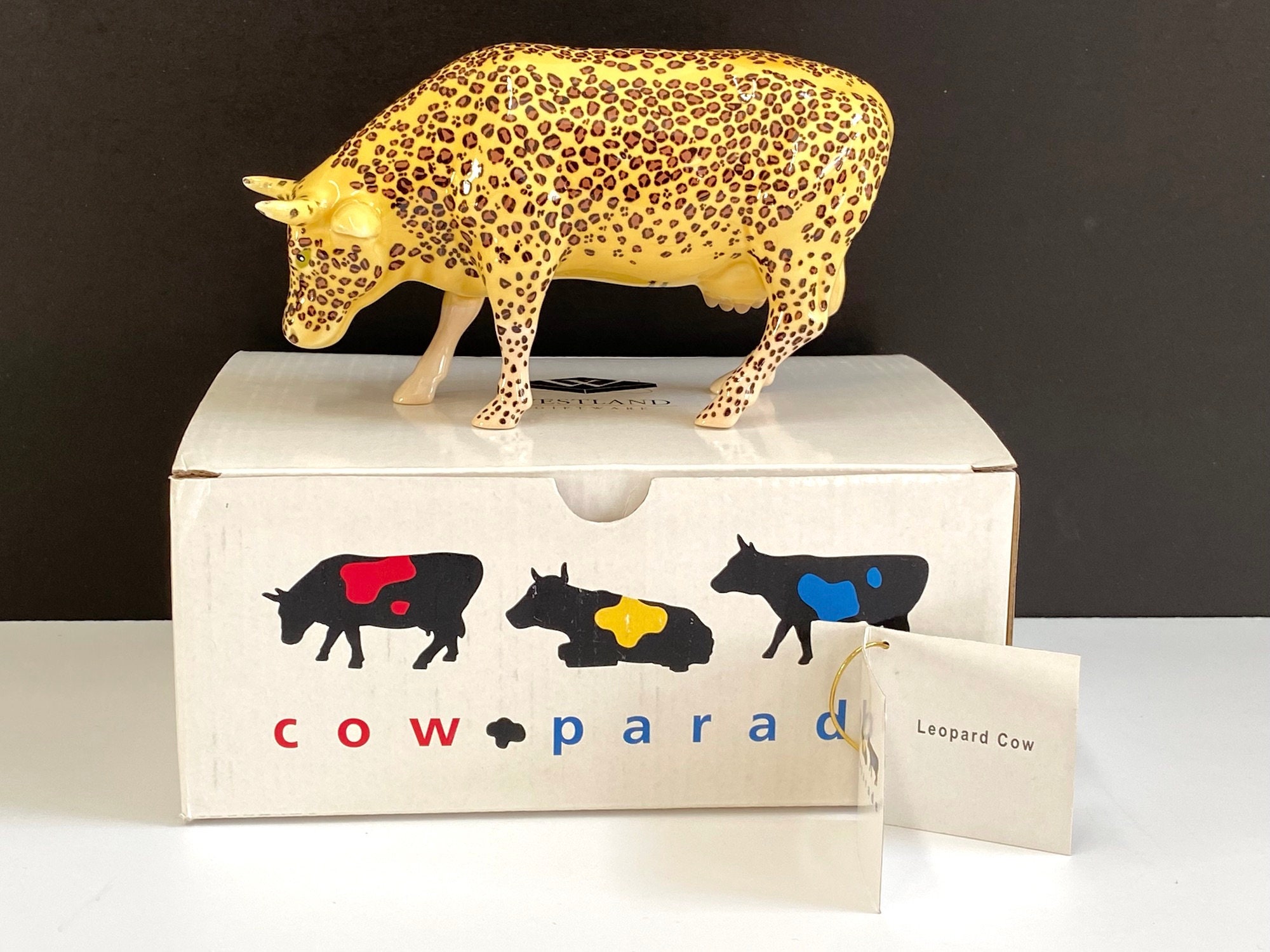 Vintage Cow Parade Ceramic Figurine, Leopard Cow, NIB 9169 Vintage Cow Parade Ceramic Figurine, Leopard Cow, NIB 9169