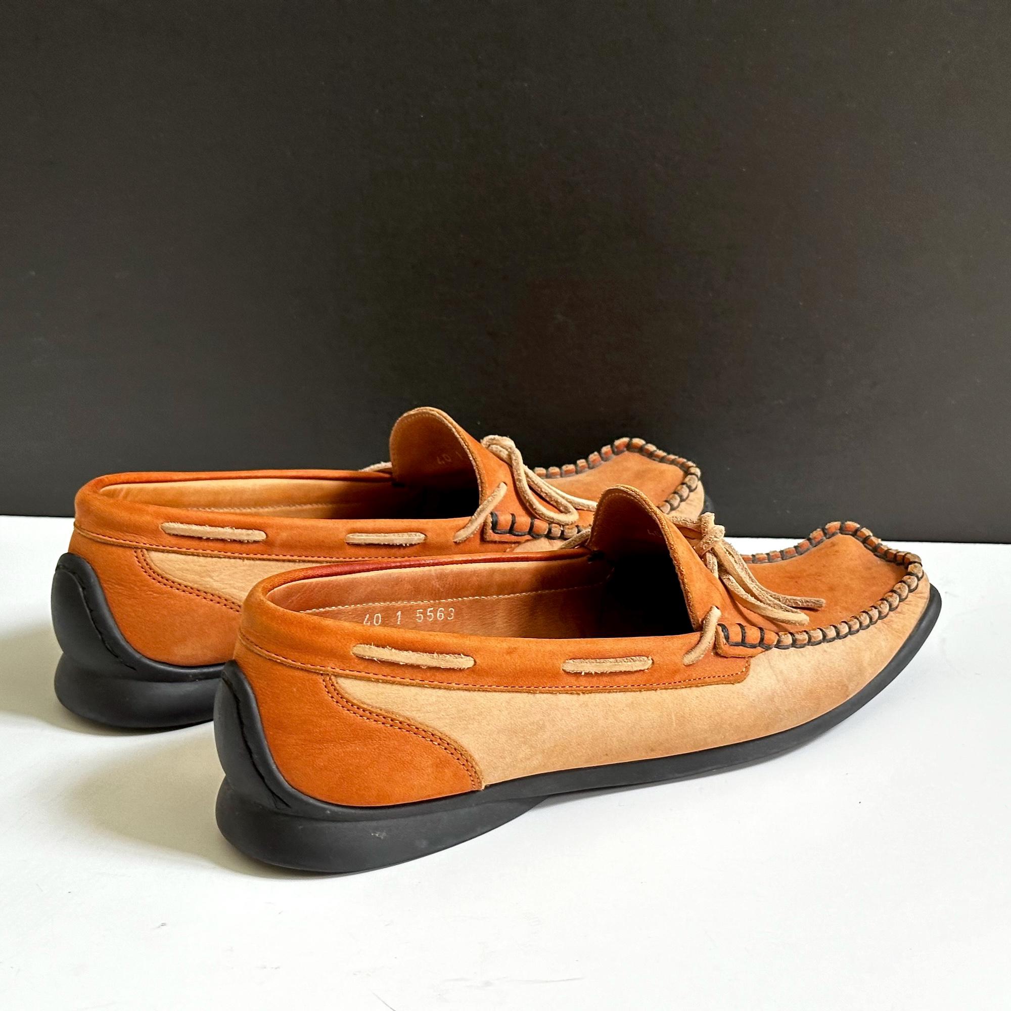 Arche Nubuck Leather Moccasins: Cognac Tan Loafers, Size 9  display picture 1
