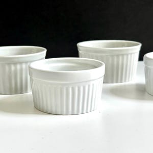 White Porcelain Ramekins - Set of 4 - Fluted Prep Bowls, Made in Brazil