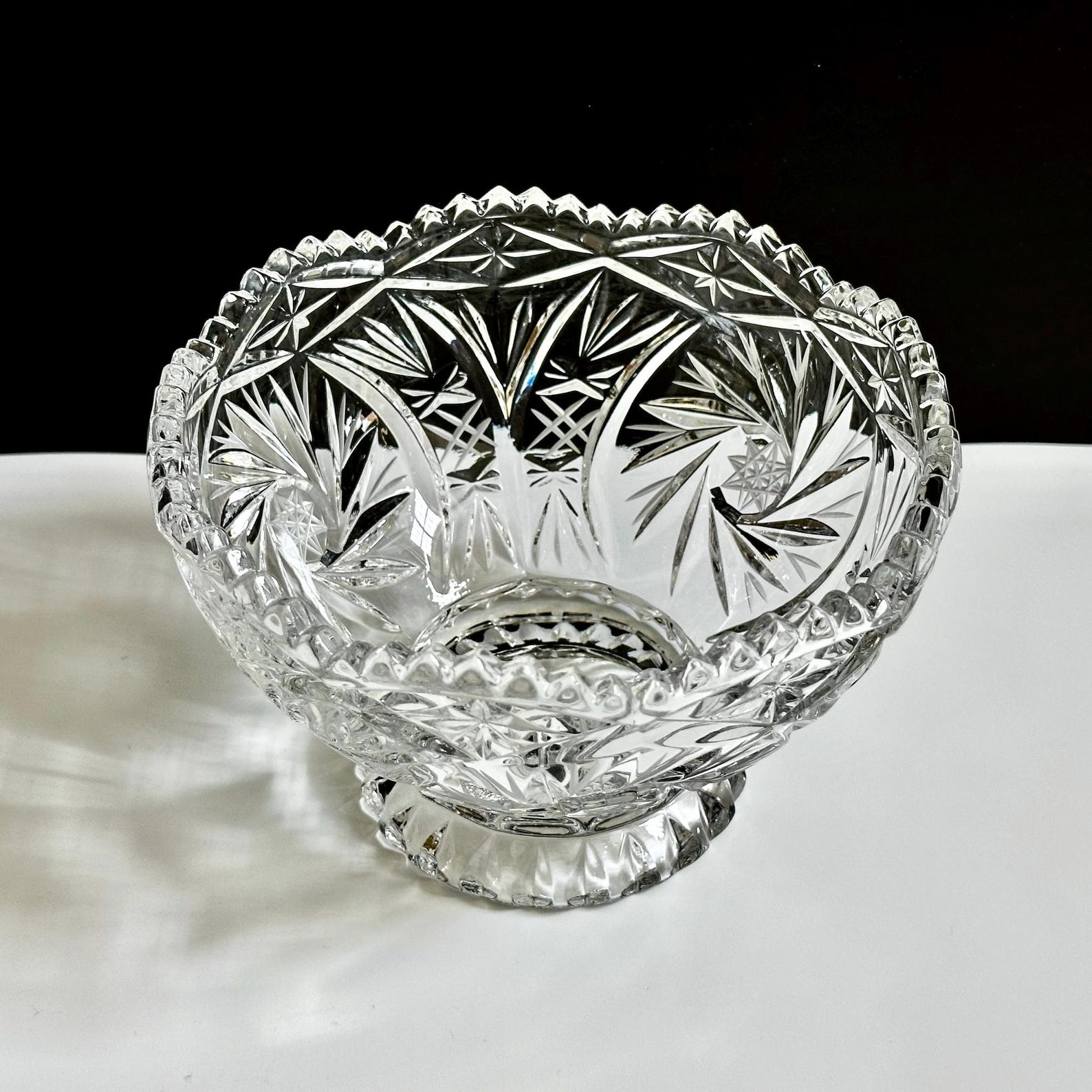 Lausitzer Crystal Bowl, Pinwheel, Cross Hatch & Fan Cut, Made in ...