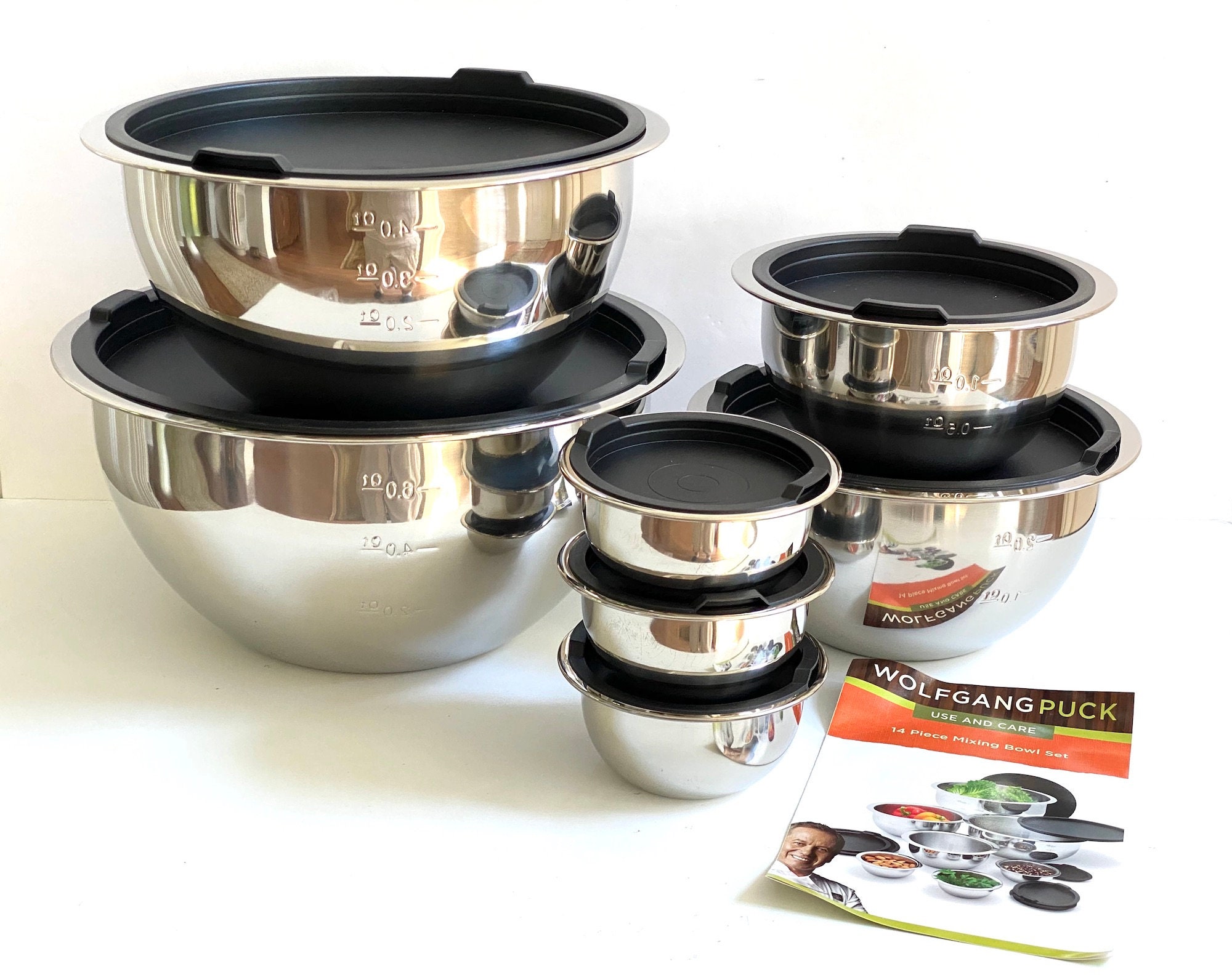 Wolfgang Puck 15-Piece Stainless Steel Cookware Set and Mixing Bowls