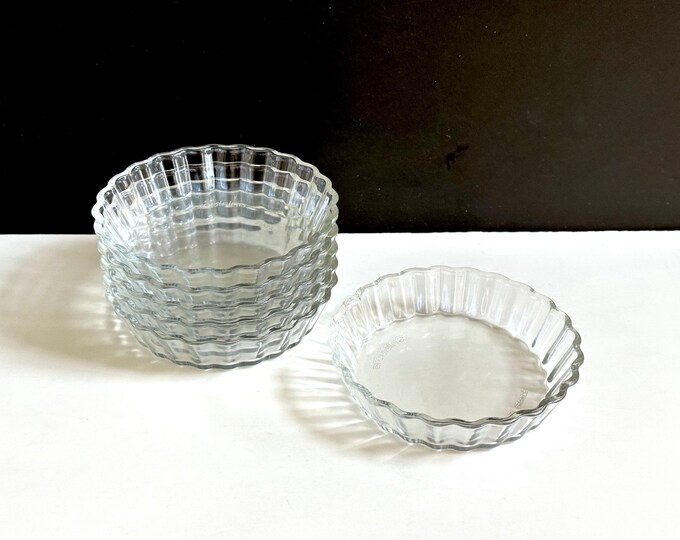 Arcuisine Borosilicate Glass Tart Molds, Set of 6, Clear Glass, Fluted