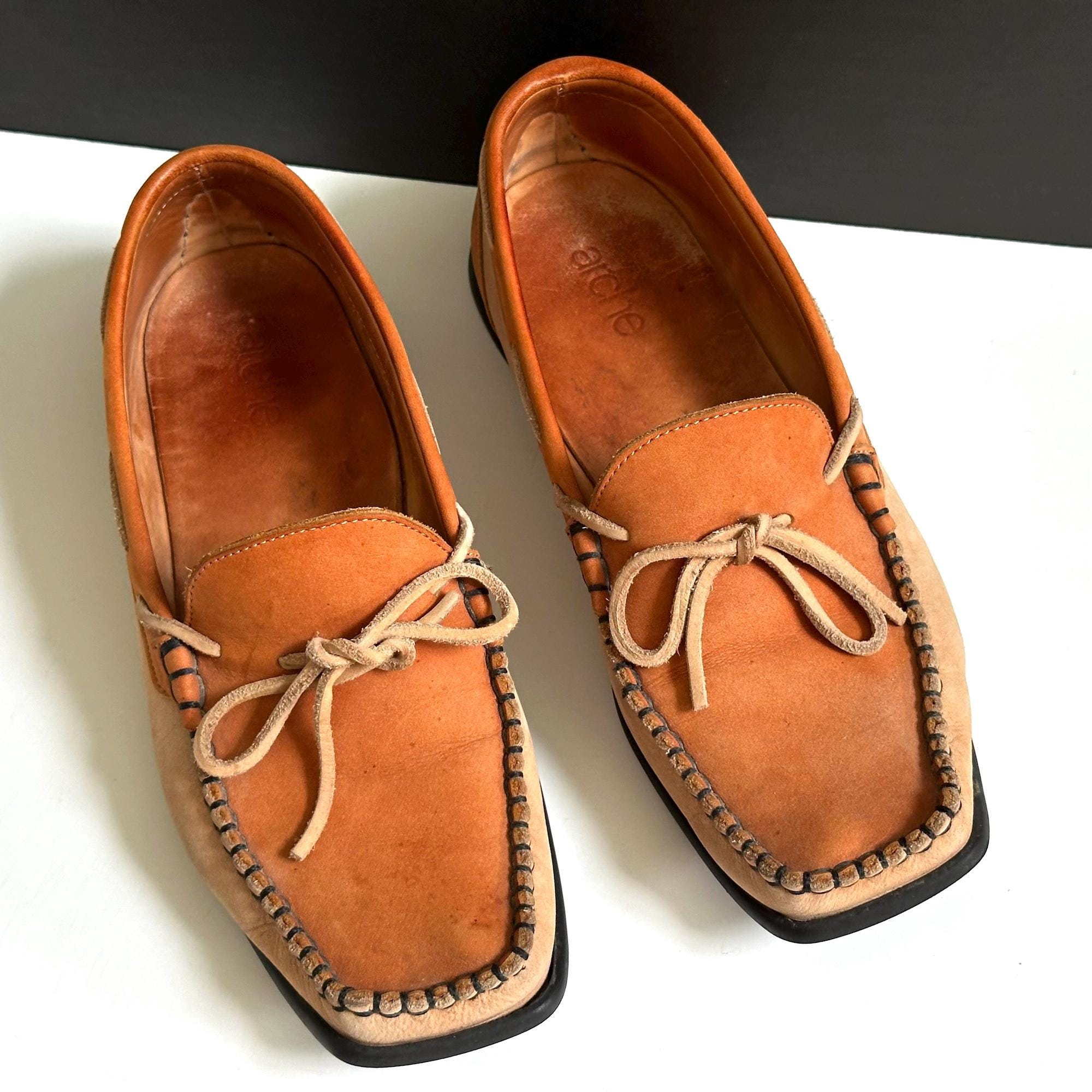 Arche Nubuck Leather Moccasins: Cognac Tan Loafers, Size 9  display picture 2