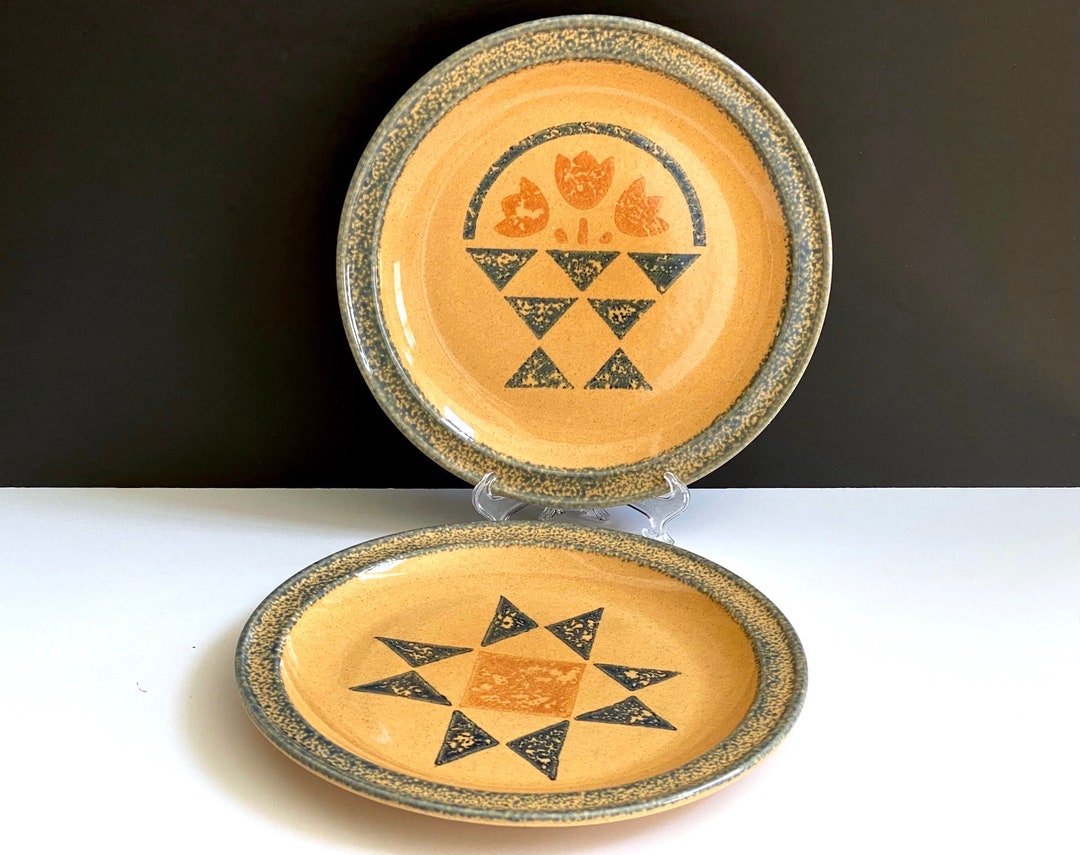 Pfaltzgraff America Dinner Plates, Set of 2, Star & Basket Patterns, 10