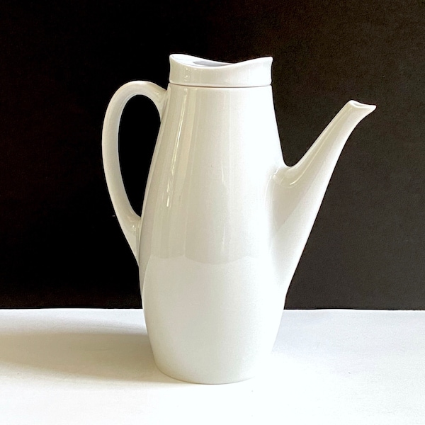 Johann Haviland Small White Coffee Pot, Constance Pattern, 32 Oz Porcelain Server (4 cups), Made in Bavaria