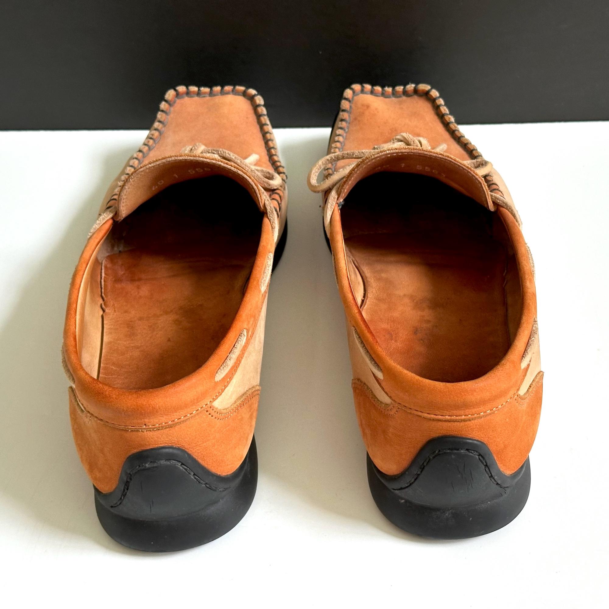 Arche Suede Slip-On Loafers in Cognac Arche Nubuck Leather Moccasins: Cognac Tan Loafers, Size 9  main image 4