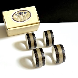 Napkin Rings Arabellla by Mikasa, Set of 4, Boxed, Intaglio, Stoneware