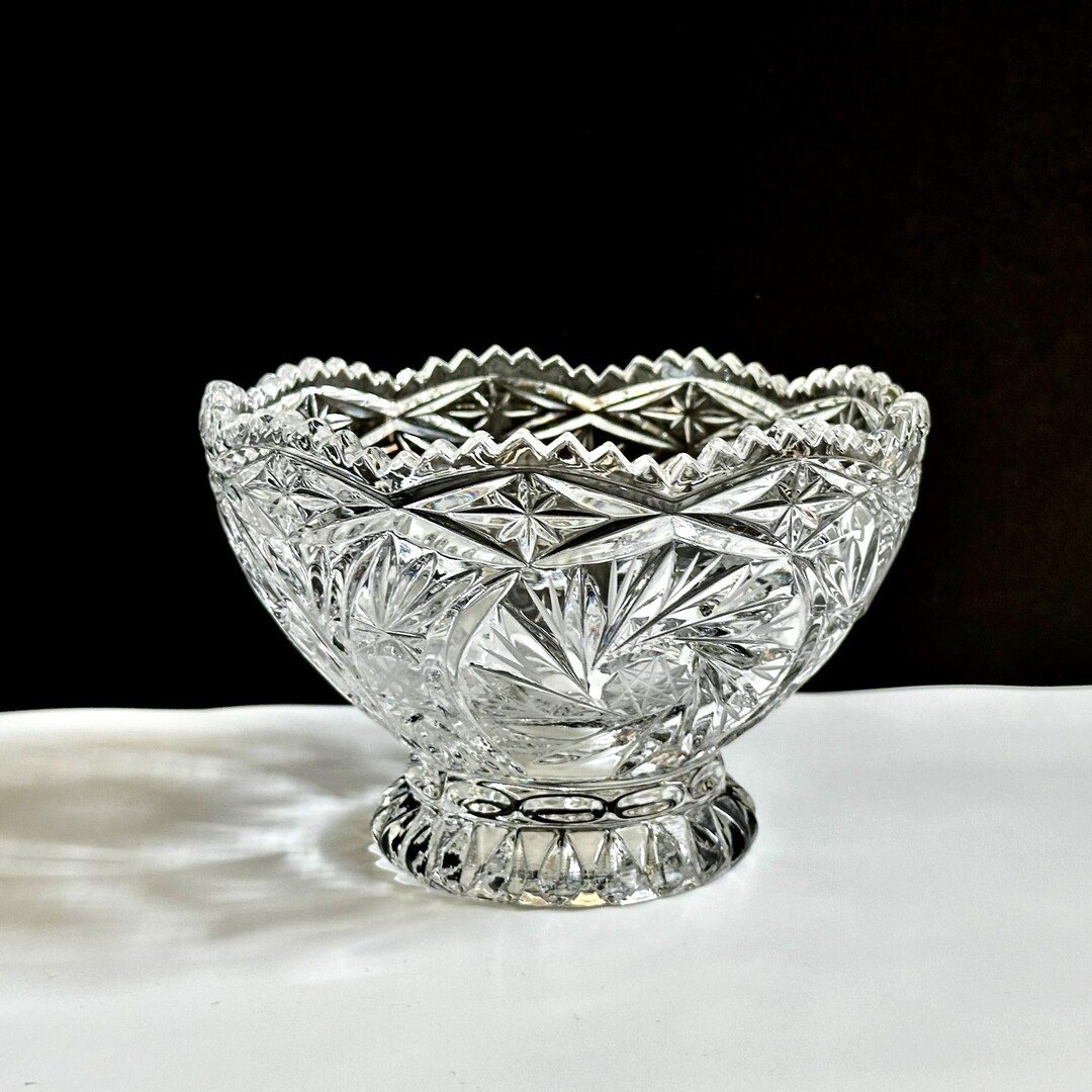 Lausitzer Crystal Bowl, Pinwheel, Cross Hatch & Fan Cut, Made in ...