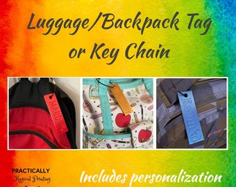 Personalized Luggage Backpack Tag or Key Ring