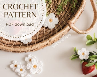CROCHET PATTERN - Strawberry Blossom | PDF download | crochet flower | crochet flower pattern