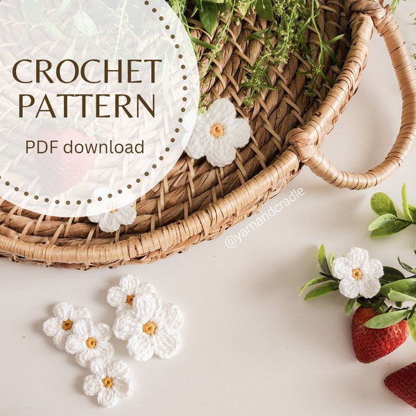 CROCHET PATTERN - Strawberry Blossom | PDF download | crochet flower | crochet flower pattern