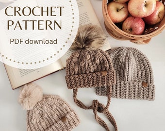 PATRÓN DE GANCHILLO - The Elias Beanie / Descarga en PDF / gorro de crochet / patrón de gorro de crochet / 9 tallas