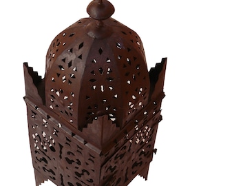 Moroccan lantern made of wrought iron Marrakesh hand forged 70 cm natural rust