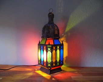 Orientalische Laterne Marokkanische Windlicht Kerze Teelicht Metall Glas Deko Licht 1001 Nacht 45 cm