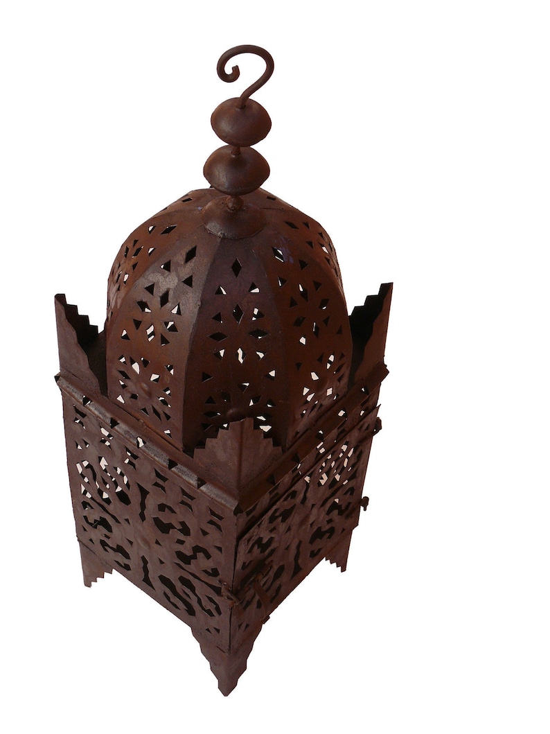 Moroccan lantern made of wrought iron Marrakesh hand forged 40 cm natural rust zdjęcie 1