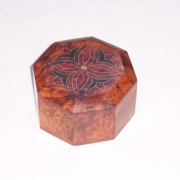 Oriental wooden casket box storage box jewelry Thuja Laaoune Ø 13 cm