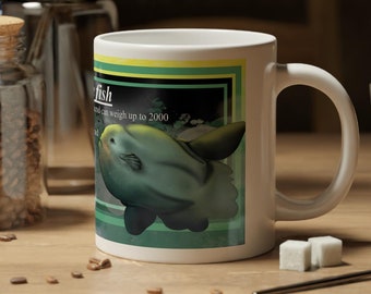 Ocean Sunfish Fun Fact Mug, Marine Life Ceramic Cup, 20oz
