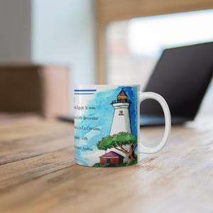Leuchtturm-Tasse, 11 Unze. Becher, Kaffeetasse, Teebecher, Keramik-Trinkgefäß, Nautisches Thema Geschenk, Küstendekor