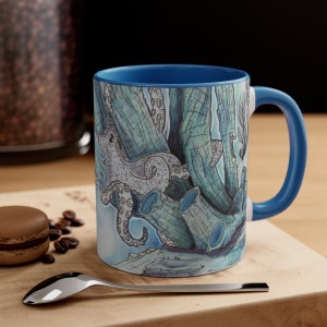 Oktopuses Snack 11 oz. Becher, Cephalopod, Octopi, Sammlerbecher, Tentakeln, coole Geschenke, KreaturGeschenke, verschnörkelte Tiere, nautische Deko, Tasse