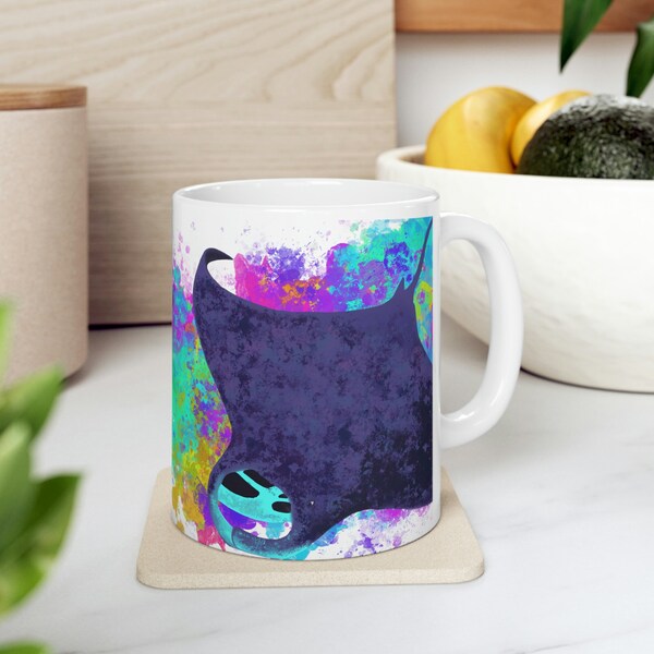 Colorful Abstract Manta Ray Ceramic Mug 11oz