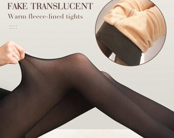 fleece tights fake transparent