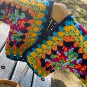 Handmade Crochet Baby Sweater Kaleidoscope Inspired Shades of Blue, Yellow, Green, Orange & Rainbow Stitching High-Quality Yarn image 4