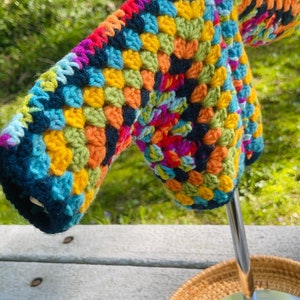Handmade Crochet Baby Sweater Kaleidoscope Inspired Shades of Blue, Yellow, Green, Orange & Rainbow Stitching High-Quality Yarn image 5