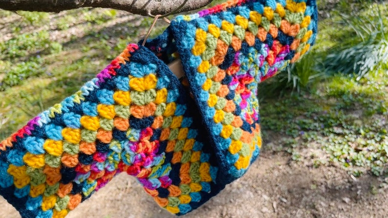 Handmade Crochet Baby Sweater Kaleidoscope Inspired Shades of Blue, Yellow, Green, Orange & Rainbow Stitching High-Quality Yarn image 9