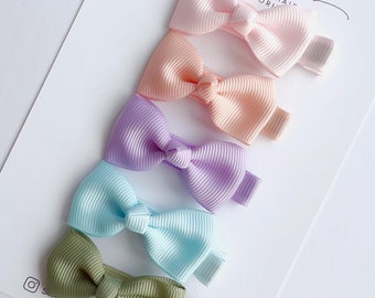Mini Knot Bow Fringe Clips | Baby Toddler Children Small Fully Lined Clips | Suitable for Fine Hair