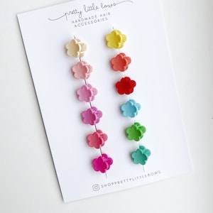 Mini Claw Flower Clips | Bright Summer Colours | Toddler Hair Fringe 12 Clips