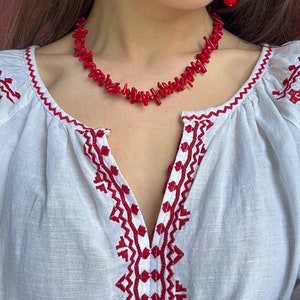 Red Coral Necklace Ukrainian Style; gift for her; gift for mom; handmade jewelry; bridesmaid jewelry. *Available in different colors