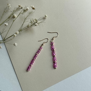 Pink Dangle Beaded Earrings