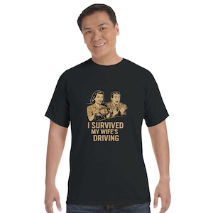 I Survived My Wife&#39;s Driving Unisex Heavyweight Crewneck T-Shirt | Comfort Colors C1717