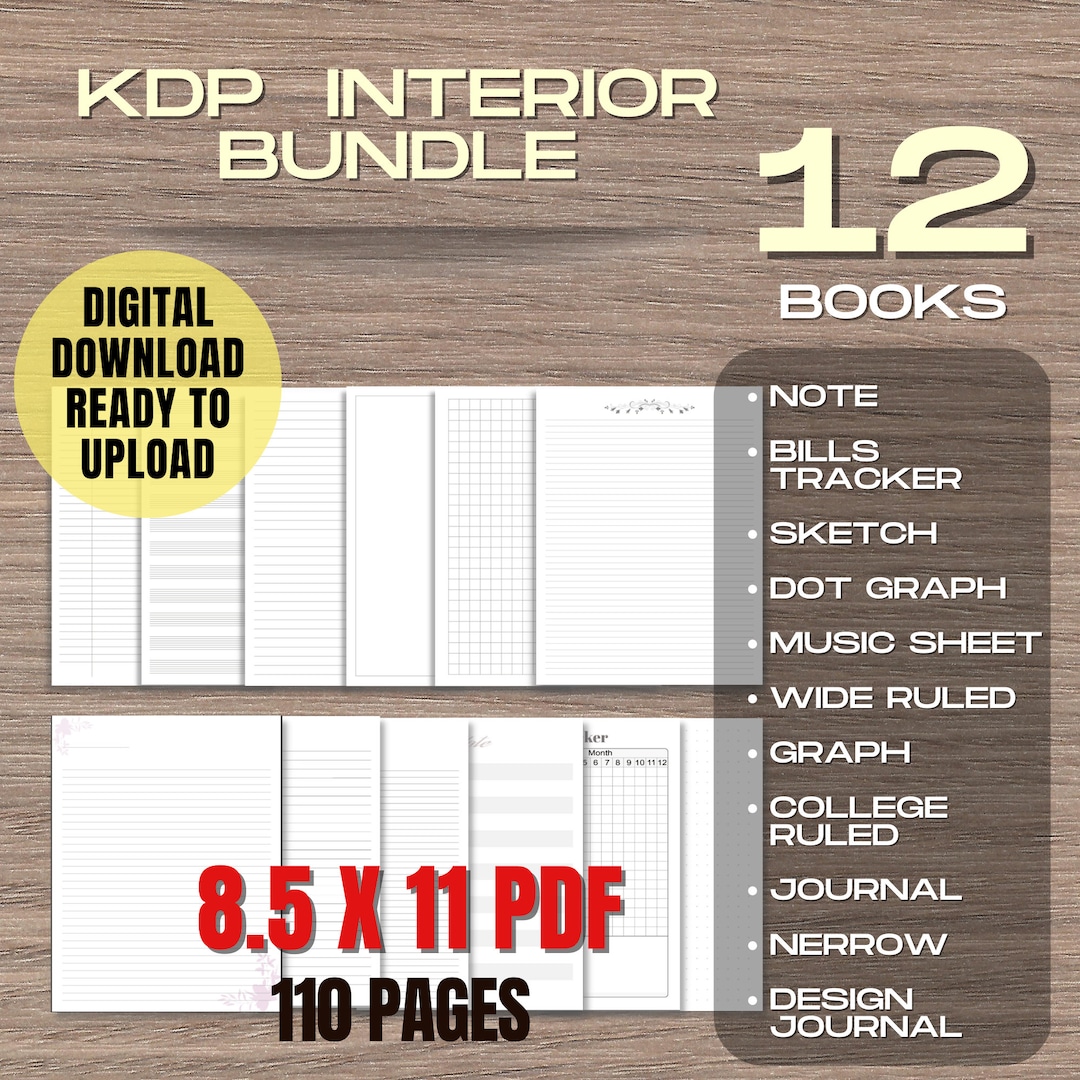 Amazon KDP Interior Bundle Templates for Journal & Notebook, 8.5x11 ...
