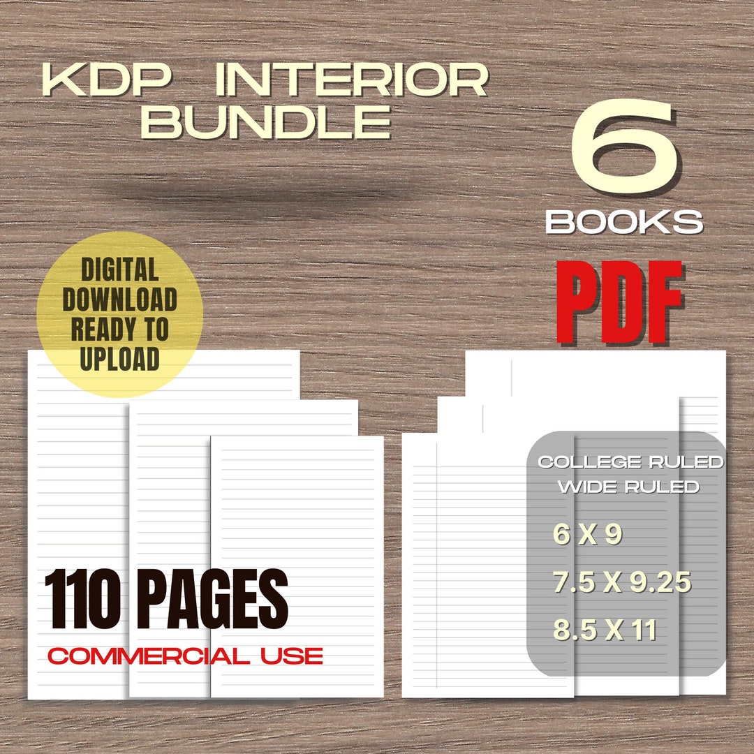 6 Amazon KDP Interiors Bundle Templates for Notebook, Wide Ruled ...