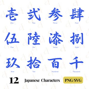 Japanese Kanji Number SVG Bundle – Samurai Era Symbols –One To Ten Old-Style Characters – Kanji PNG for Cricut & Sublimation
