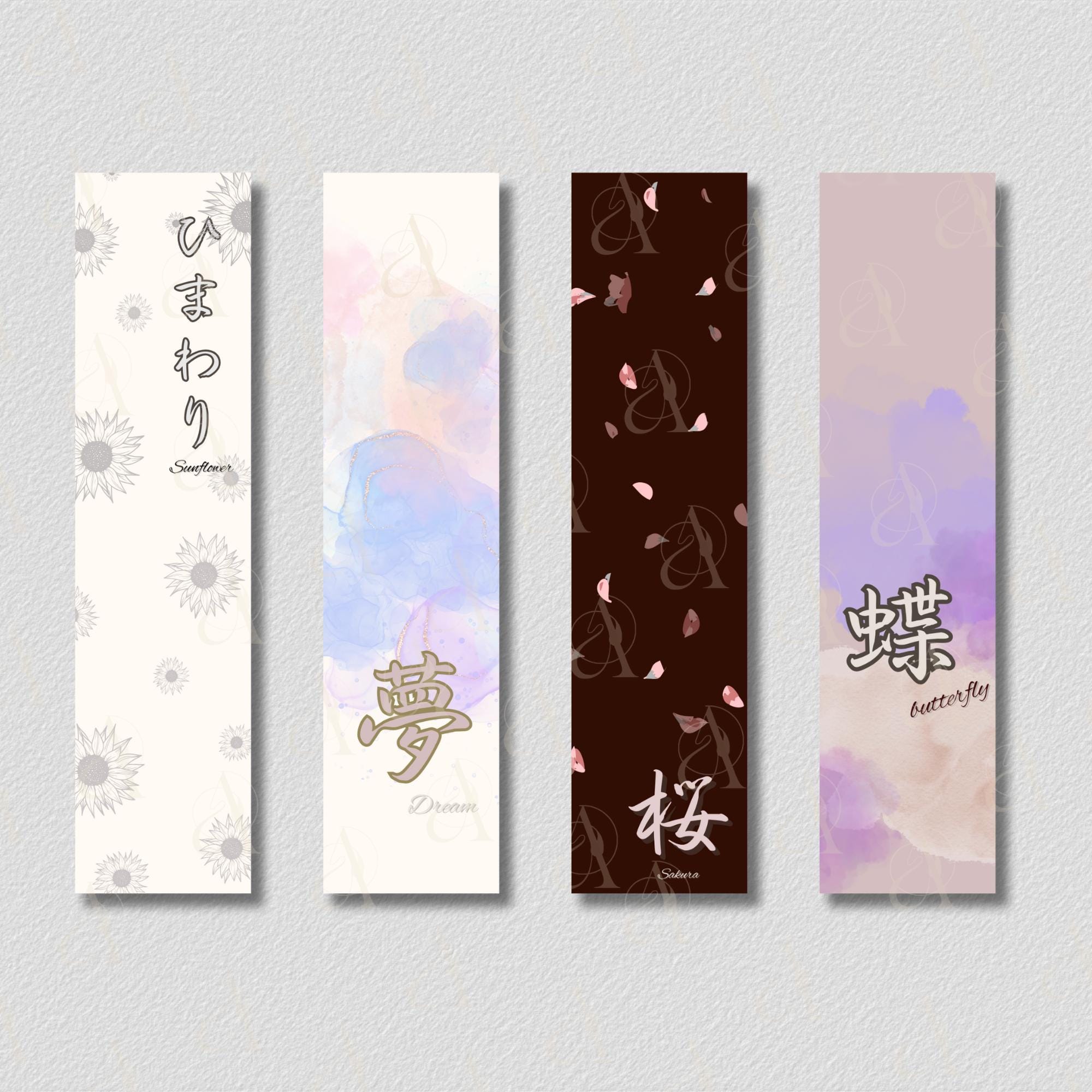 8 Japanese Design Printable Bookmarks – Kawaii Calligraphy Book Page ...