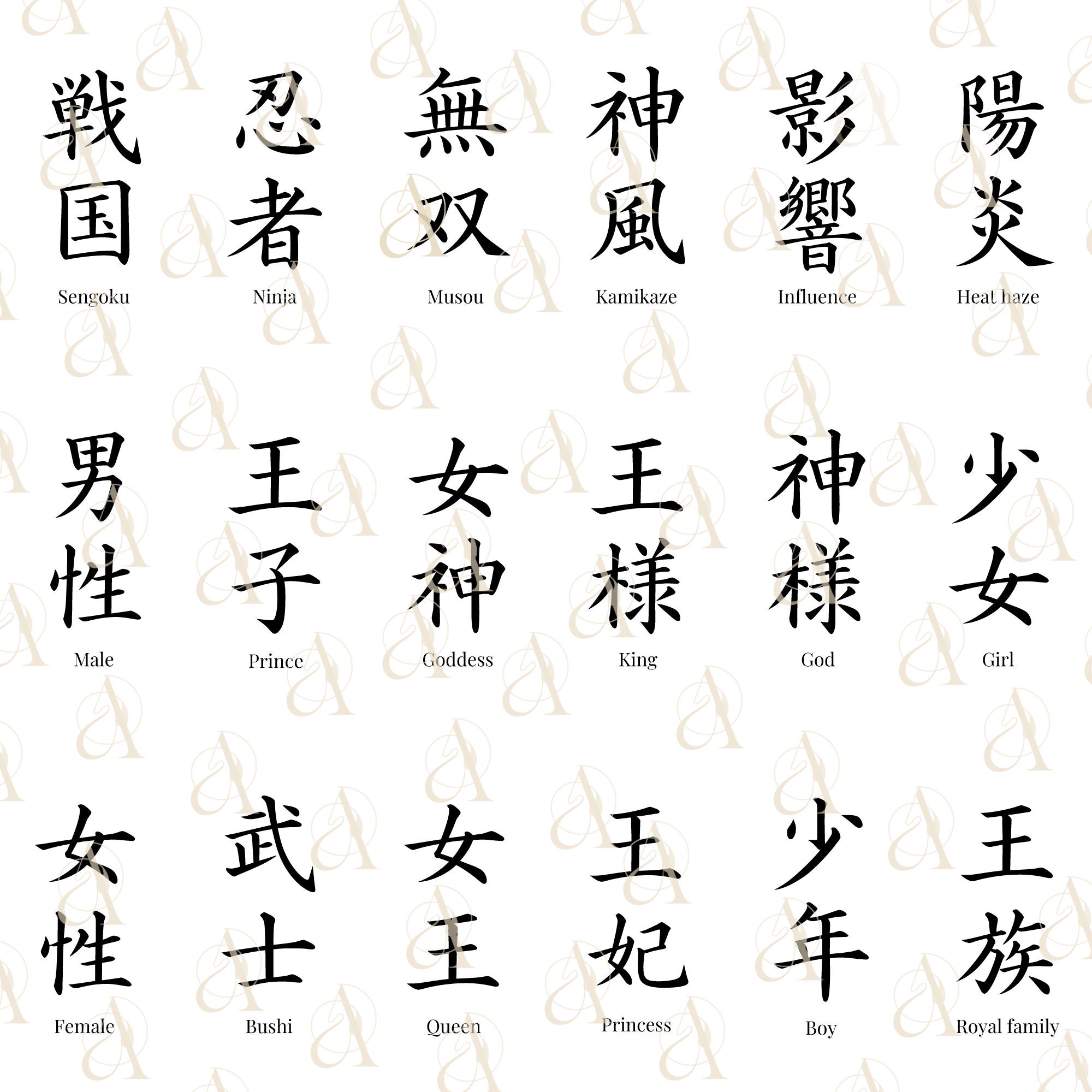 Japanese Word SVG Bundle Japan Kanji Symbols PNG Kamikaze - Etsy