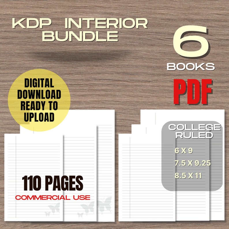 6 Amazon KDP Interiors Bundle Templates for Journal & Notebook, Low ...