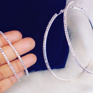 Oversized  Diamond Rhinestone Hoop Earrings |10cm | 8cm | Women Hoops | Big Jewelry | Accessories | Pierced Ears