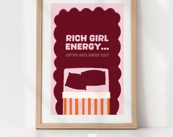 Rich Girl Energy Poster, Bedroom Wall Art (Digital Download)