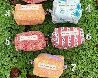 Handmade Dog Poop Bag Holder, Second-Hand Fabrics, Clip-on Zipper Pouch