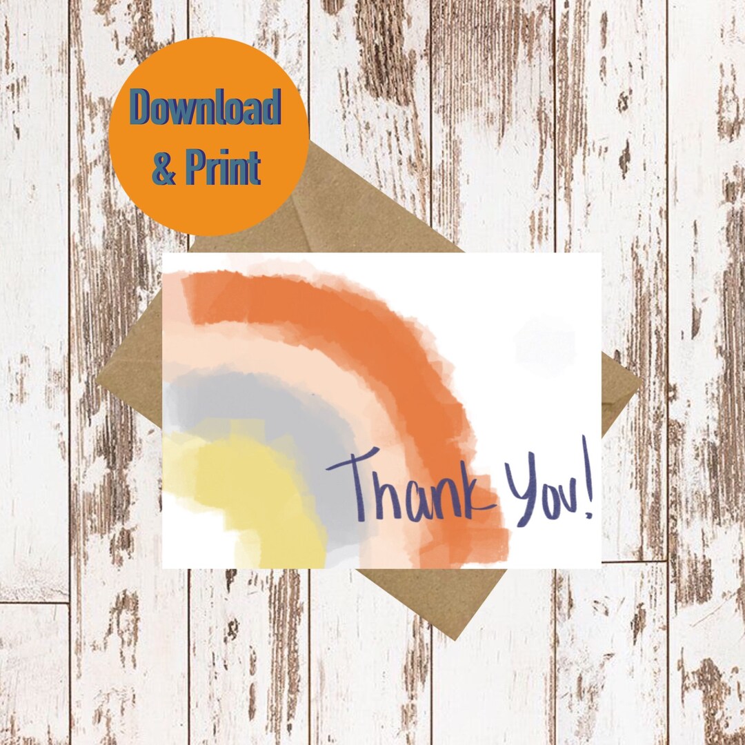 Printable Rainbow Thank You Card Etsy