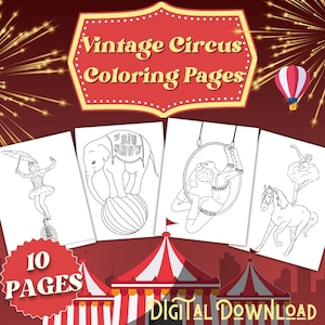 Vintage Circus Coloring Pages: Kids & Adults Activity Book (Digital Download)