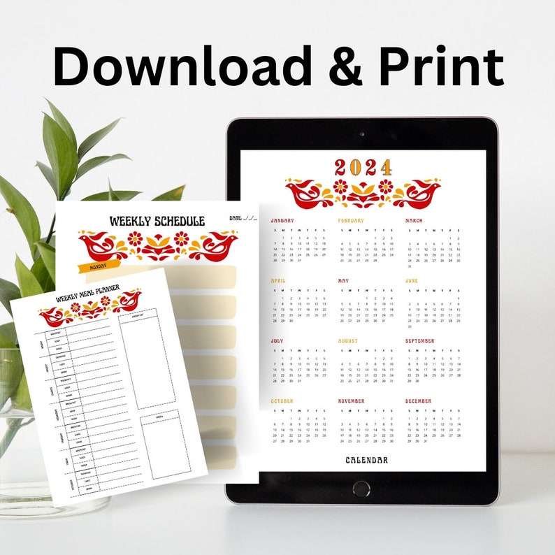 INSTANT DOWNLOAD 2024 Planner Calendar Vintage Pyrex Casserole Dish