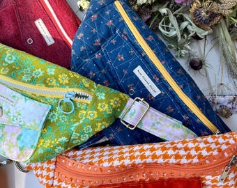 Handmade Retro Fabric Belt Bag: Adjustable Crossbody Fanny Pack