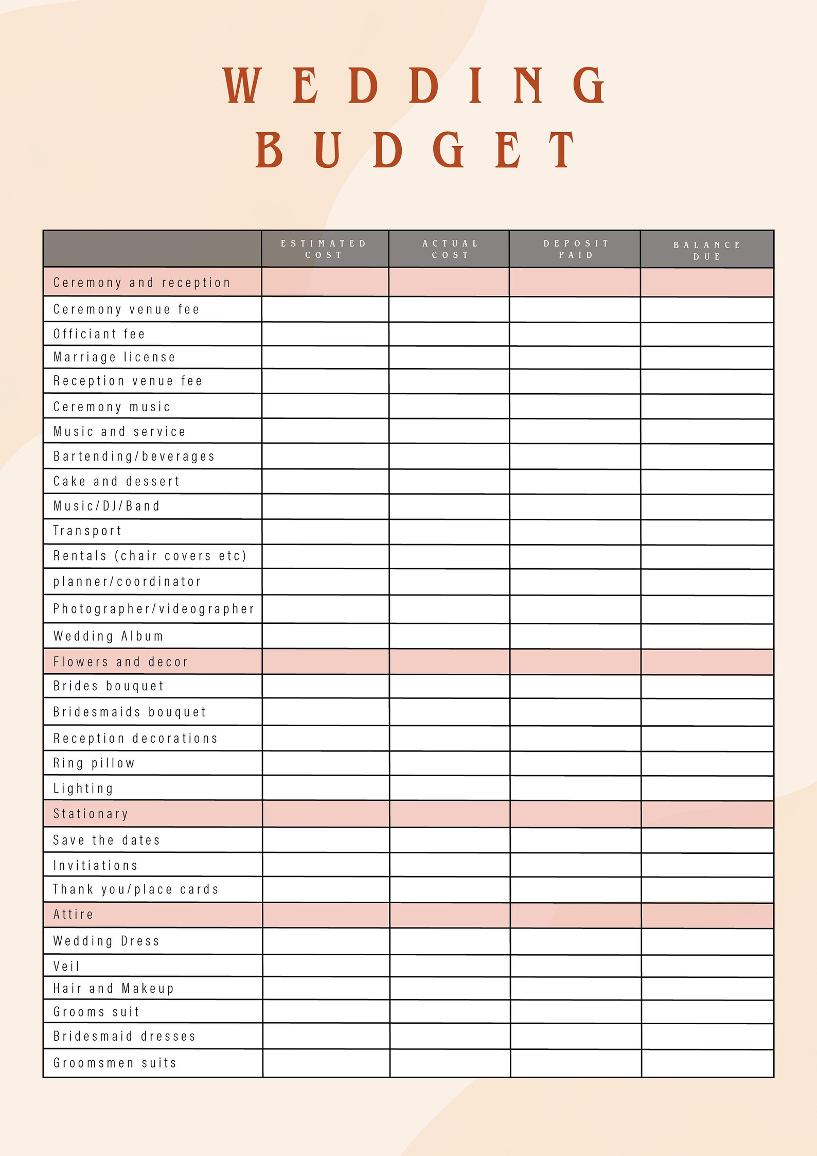 PRINTABLE Wedding Planner Wedding Checklist Wedding Budget Wedding ...